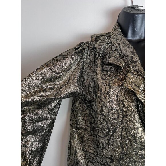 Ted Lapidus Paris Vintage Gold Ornate Blouse 42 - Picture 2 of 10